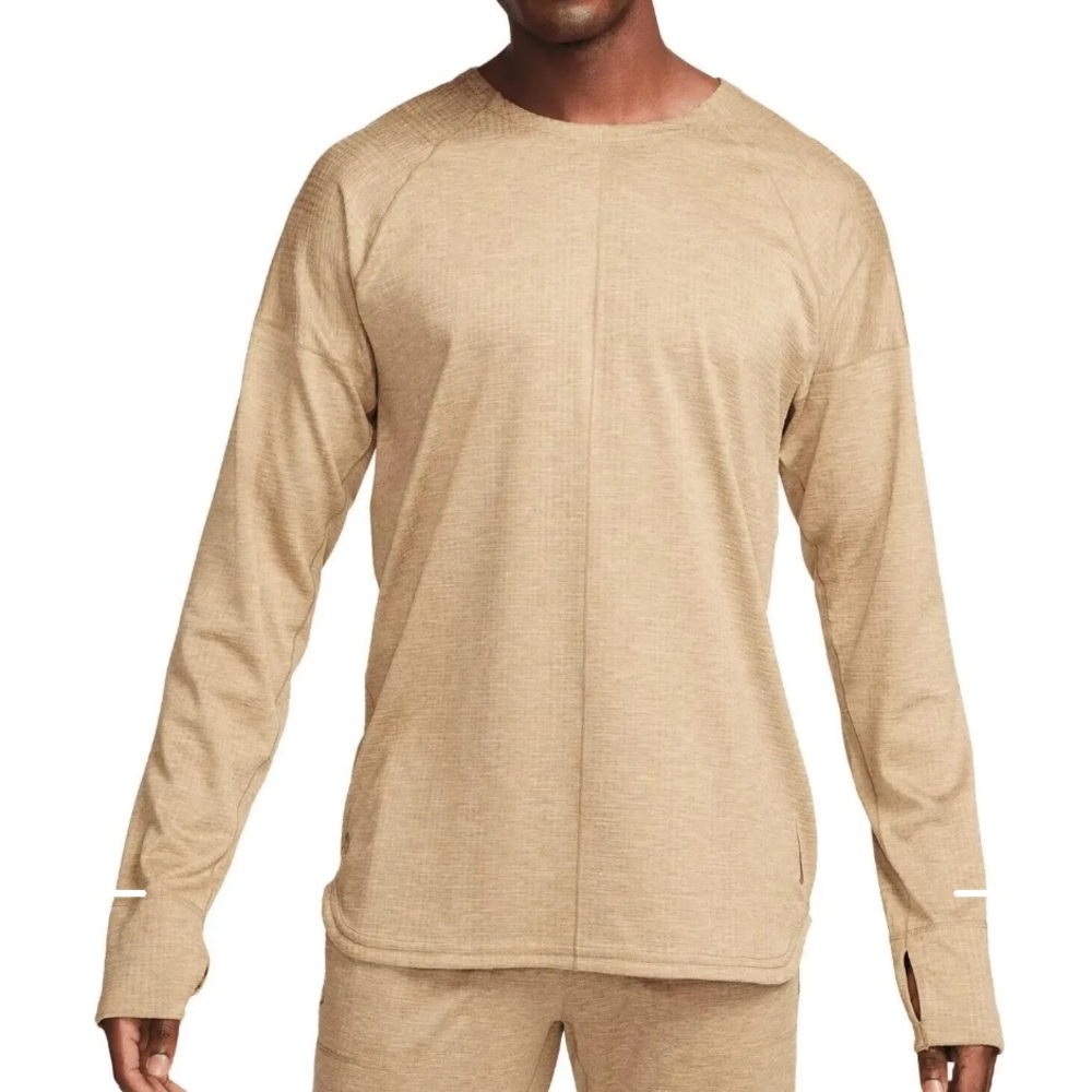 Nike Yoga Heathered Tan Long Sleeve Shirt S